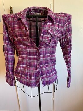 anchor blue Purple & Pink Plaid Button-Up Shirt